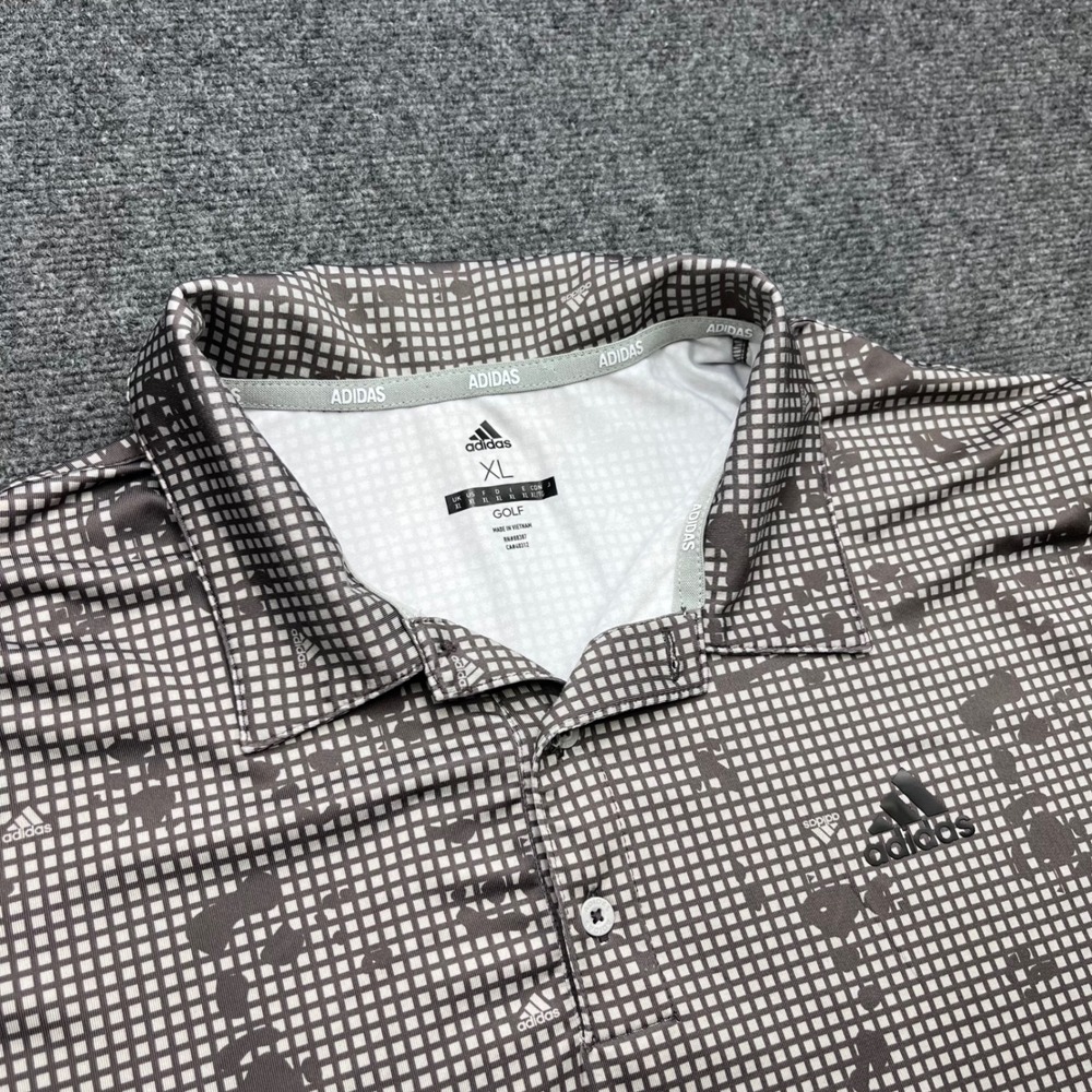 Adidas Golf Performance Activewear Grid Camo Print Polo Shirt
